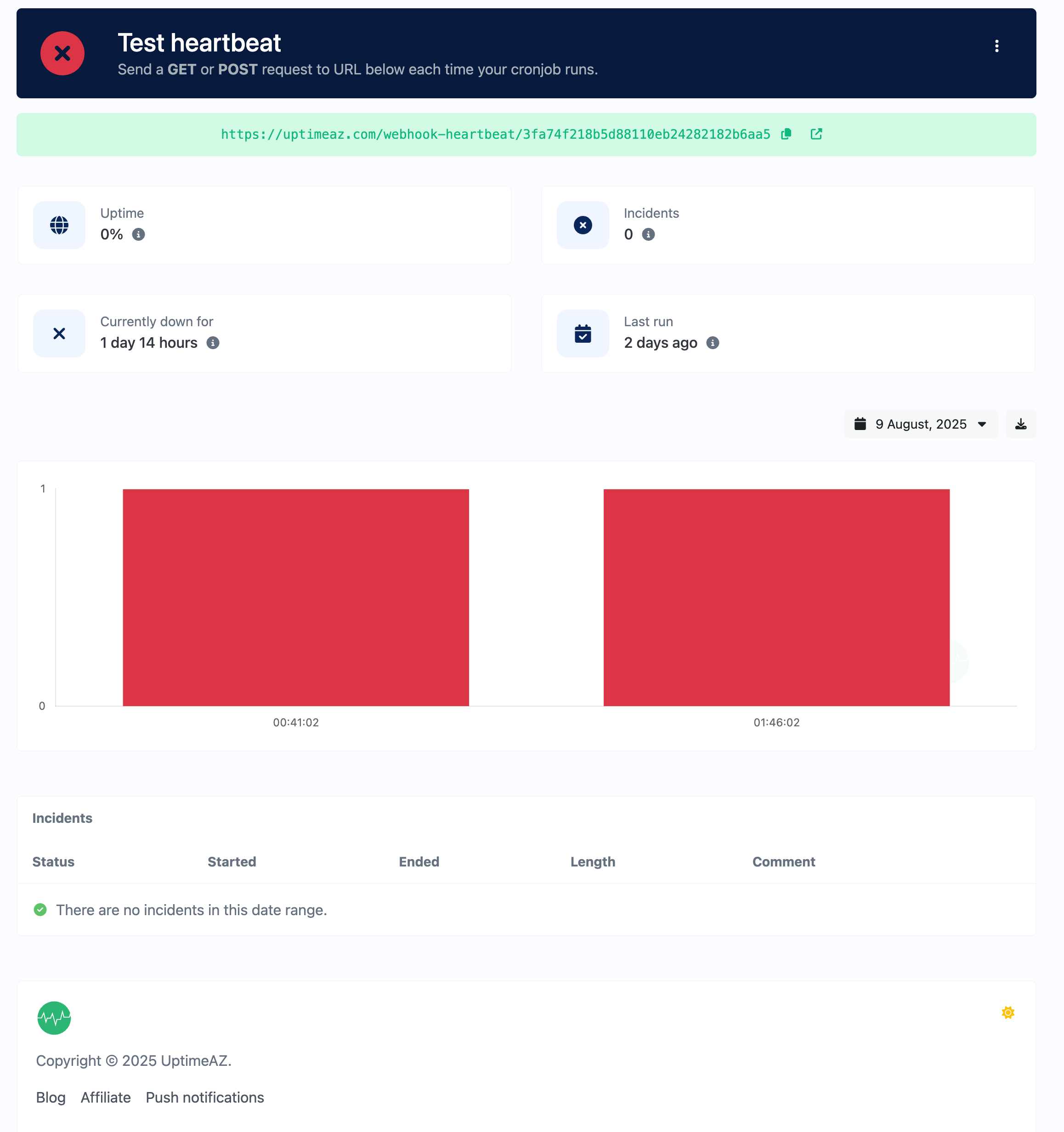 Screenshot of the app heartbeat monitor page